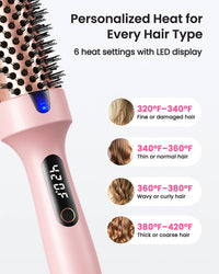 Guía de temperaturas del cepillo térmico según el tipo de cabello, con pantalla LED digital